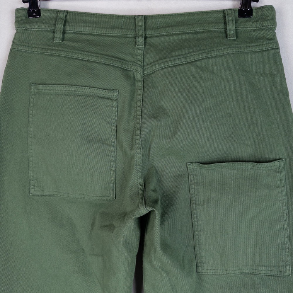 Tibi Brancusi Pant Jeans Womens 30 Green Stretch Barrel Leg Crop High Rise - Picture 6 of 13